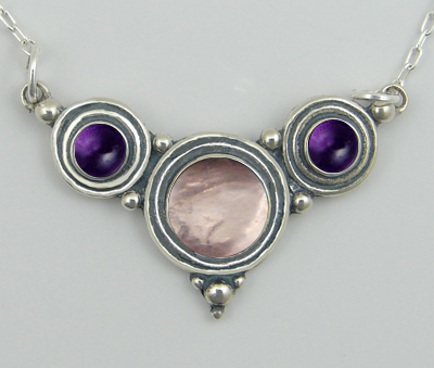 Sterling Silver Gemstone Necklace With Rose Quartz